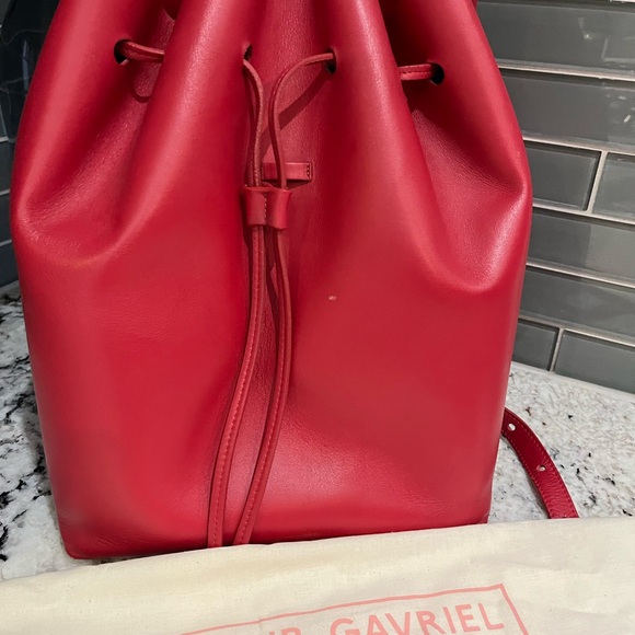 Mansur Gavriel Red Leather Backpack - Picture 11 of 13
